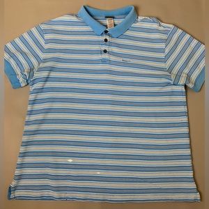 Patagonia Polo Shirt Men Size XL Striped Organic Cotton